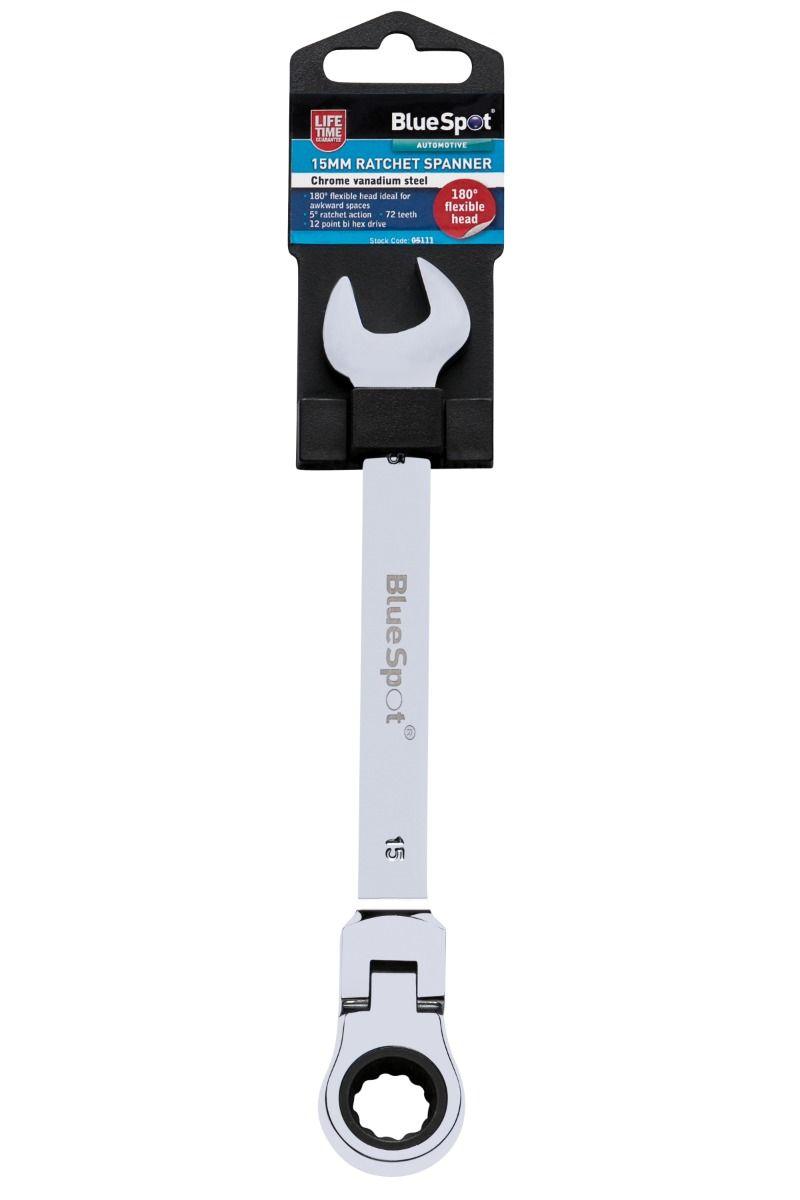 Blue Spot Tools 15mm Ratchet Spanner Flexible Head (180°)
