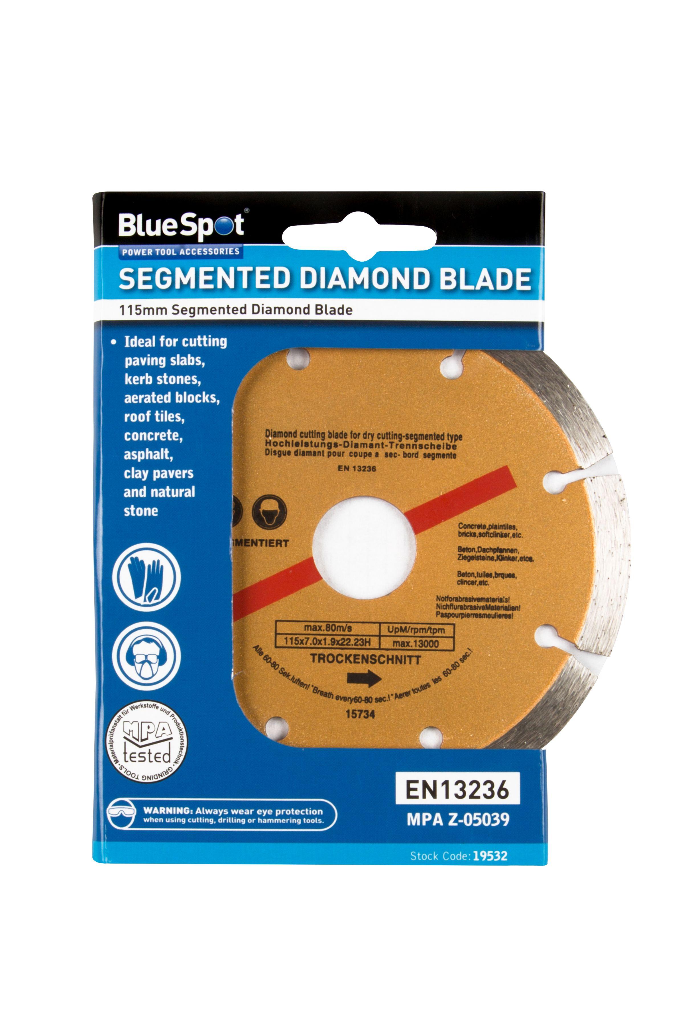 Blue Spot Tools 115mm (4.5") Segmented Gold Diamond Dry Cutting Disc
