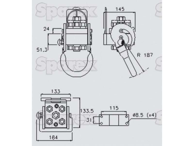 Faster Multiport Coupling - 4 Ports 3/8'' Body x M22 x 1.50 Metric Male Thread (Fixed Part) with 1 x Electric 3-pin plug