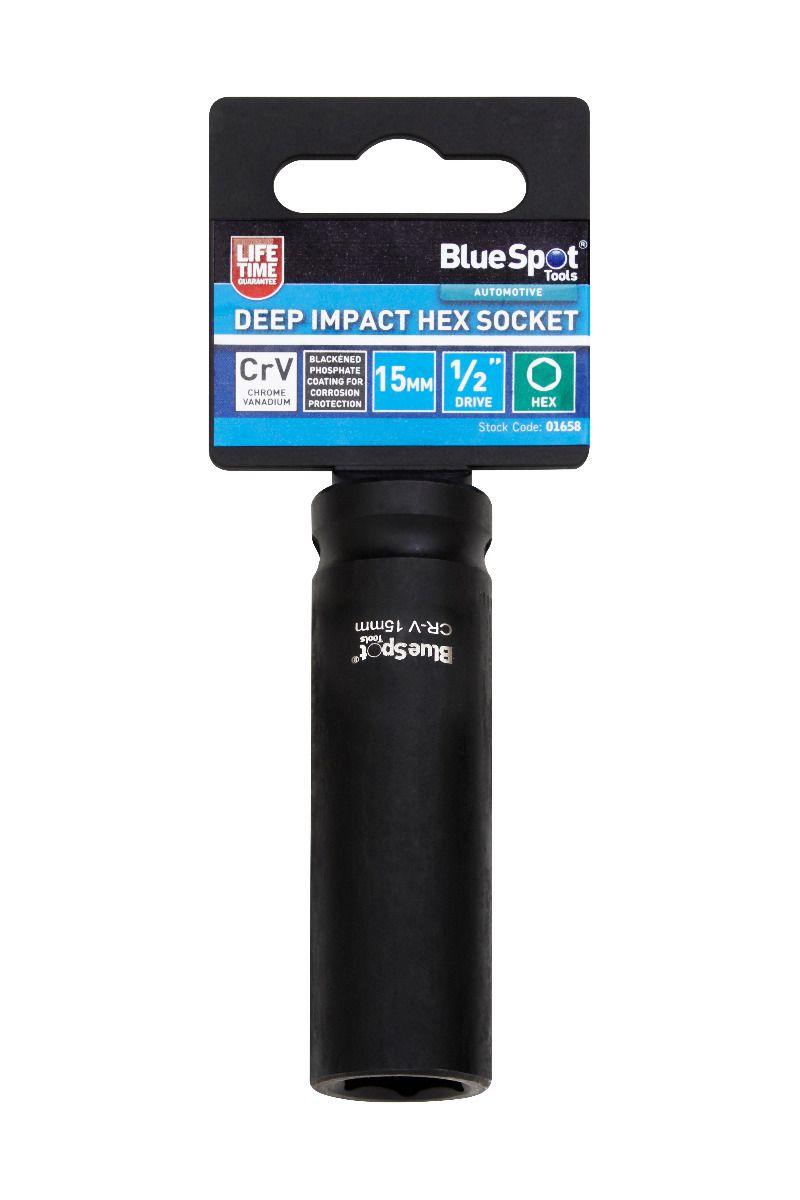 Blue Spot Tools Individual 15mm 1/2" Deep Impact Hex Socket