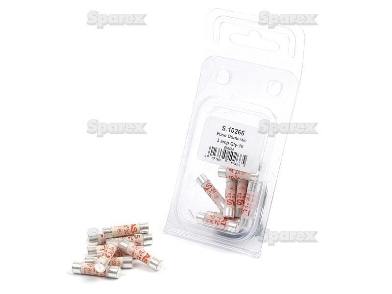 Domestic Fuse, 3 Amps, 240V, 10 pcs. Agripak
