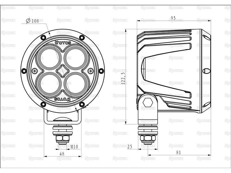 LED Work Light (Cree High Power), Interference: Class 3, 4300 Lumens, 10-60V for John Deere