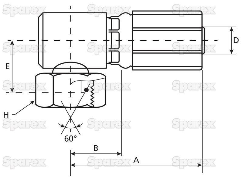 Gates BSP 60° Hose Insert 1/2'' x 1/2'''' Female 90° Compact Swivel Gates (Belts) (8G8FBSPORX90BL)