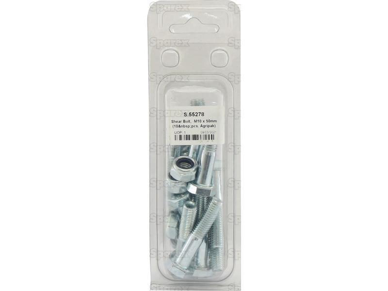 Shear Bolt, M10 x 50mm (10 pcs. Agripak)