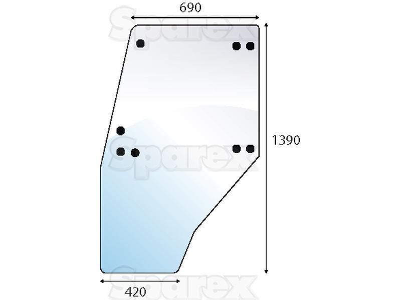 Door Glass LH for Deutz-Fahr Agroxtra 6.17 (Agroxtra Series)