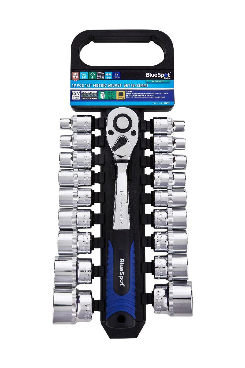 BLUE SPOT 19 PCE 1/2" DRIVE METRIC SOCKET SET 8-32mm