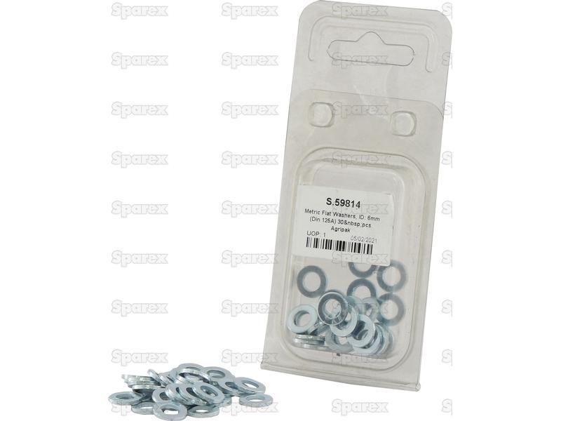 Metric Flat Washers, ID: 6mm (Din 125A) 30 pcs. Agripak