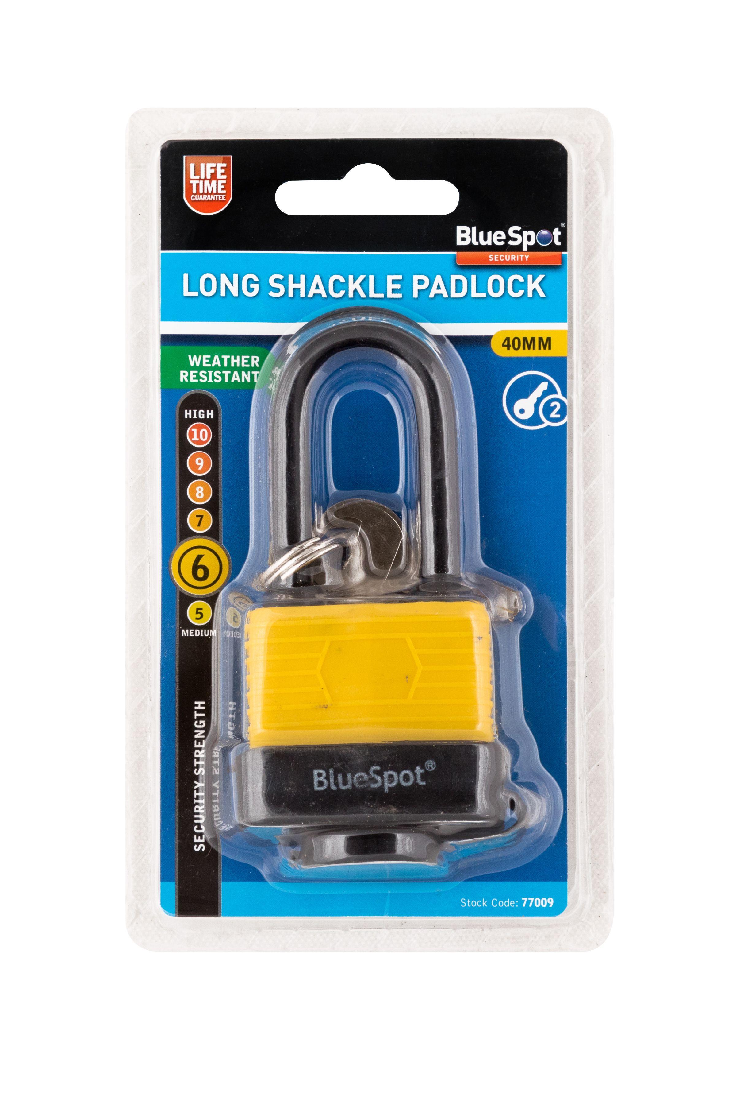 Blue Spot Tools 40mm Long Shackle Weather Resistant Padlock