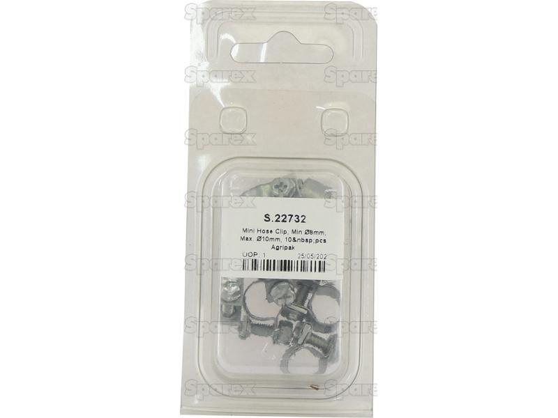 Mini Hose Clip, Min Ø8mm, Max. Ø10mm, 10 pcs. Agripak.