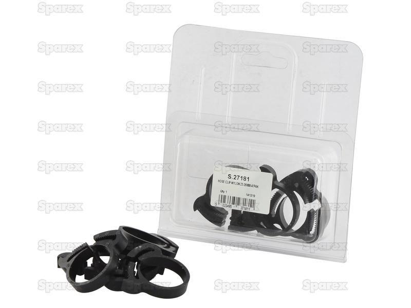 Nylon Hose Clip, Min Ø23mm, Max. Ø26mm, 5 pcs. Agripak.