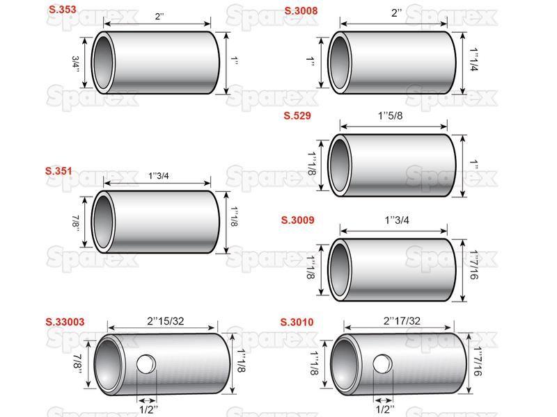 Top and Lower Link Conversion Bushes (Cat. 2 to 1, 3 to 2) (43 pcs. Compak)
