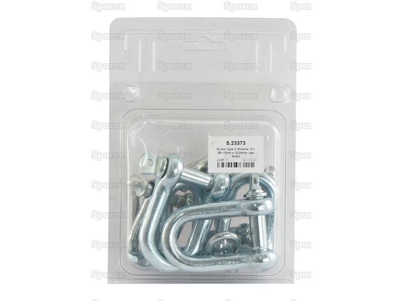 Screw Type D Shackle, Pin Ø6-13mm x 12-24mm Jaw Width (10 pcs. Agripak)