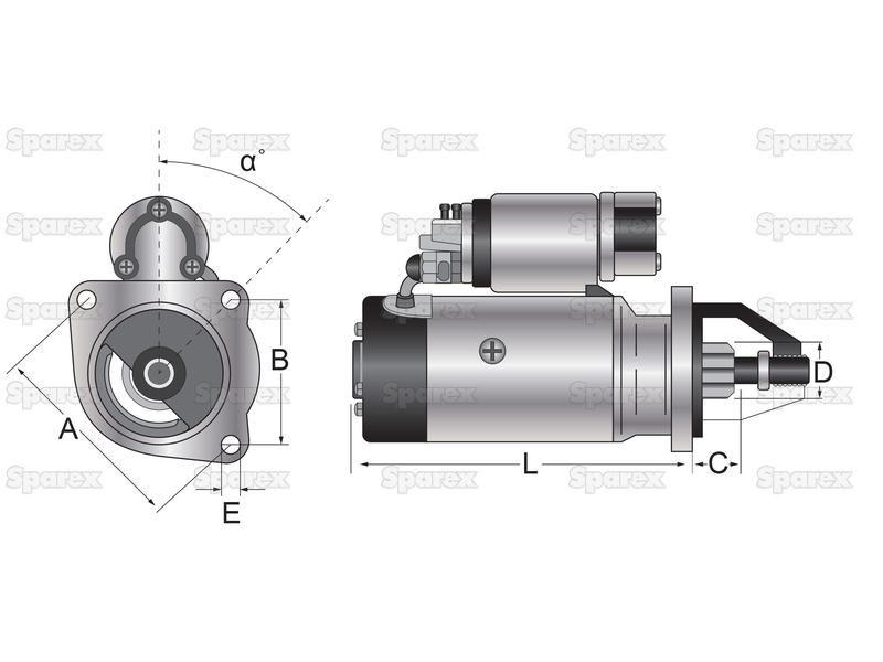 Starter Motor - 12V, 2.8Kw (Mahle) for Massey Ferguson 250 (200 Series)