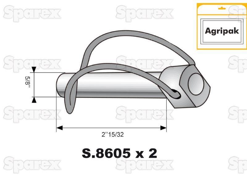Stabiliser Pin, Pin Ø16mm x 62mm (2 pcs. Agripak)