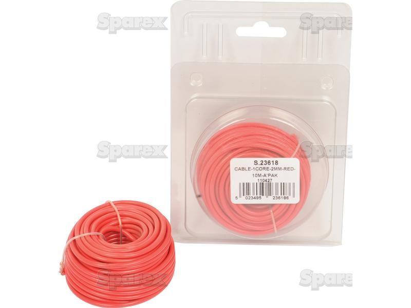 Electrical Cable - 1 Core, 2mm°² Cable, Red (Length: 10M), (Agripak)