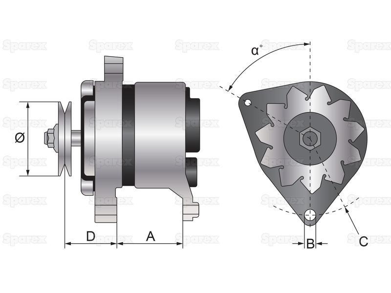 Alternator (Mahle) - 14V, 65 Amps Bosch, Ford New Holland, Iskra, Lester, Lucas, Valeo
