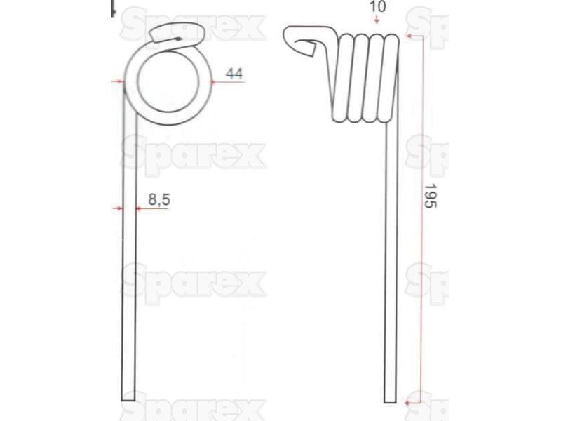 Pick-Up Haytine - -  Length:195mm, Width:mm, Ø8.5mm - Replacement for John Deere for John Deere 590