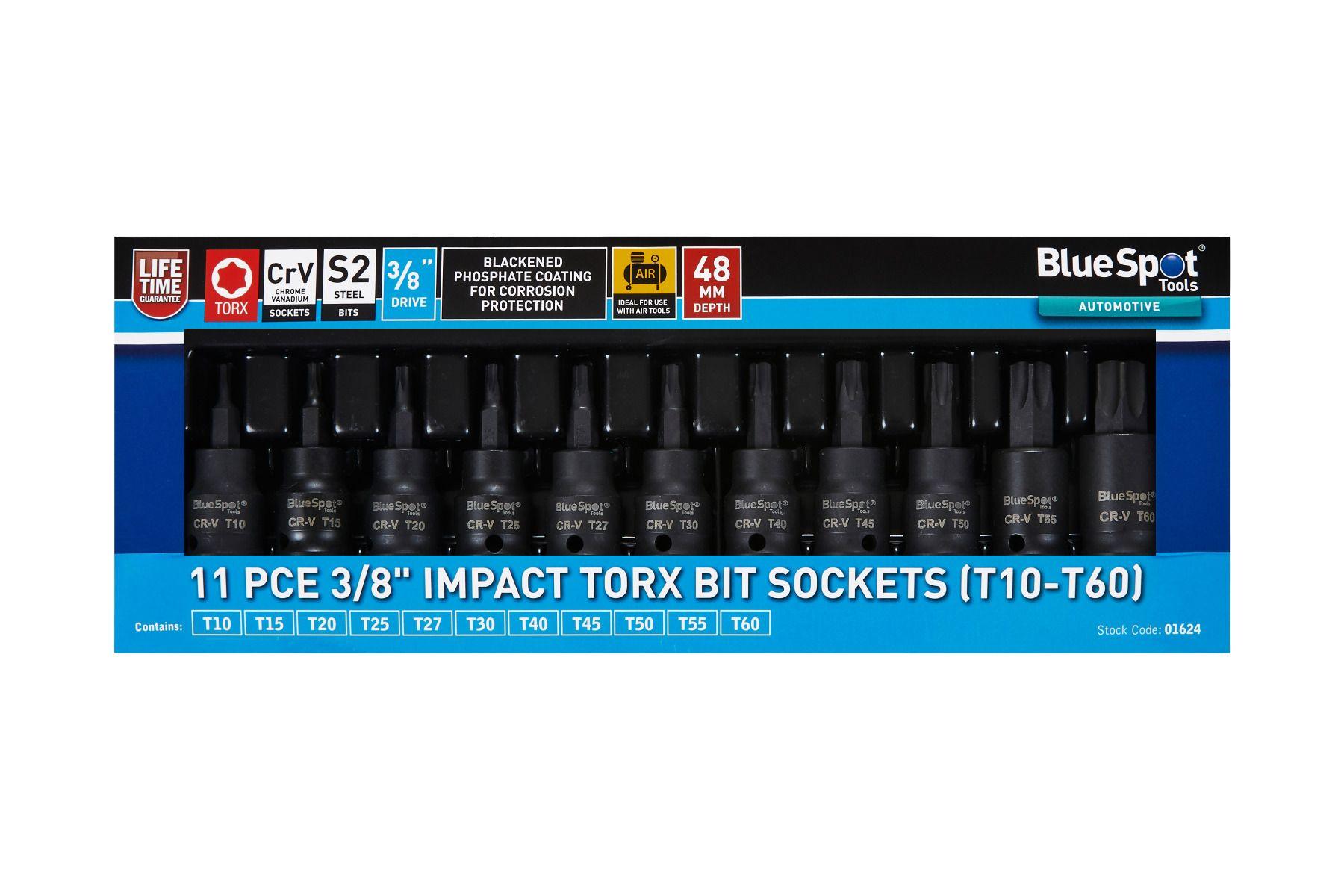 Blue Spot Tools 11 PCE 3/8" Impact Torx Bit Sockets (T10-T60)