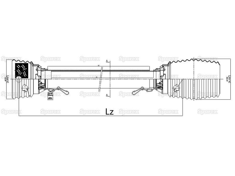PTO Guard - Easylock, (Lz) Length: 1360mm, Size: Medium. for PZ