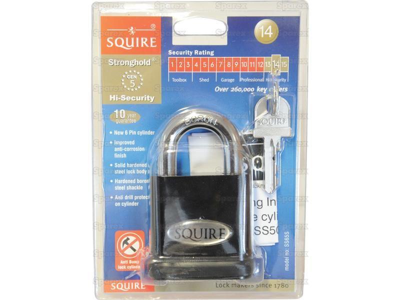 Squire Stronghold Padlock - Hardened Steel, Body width: 65mm (Security rating: 10)