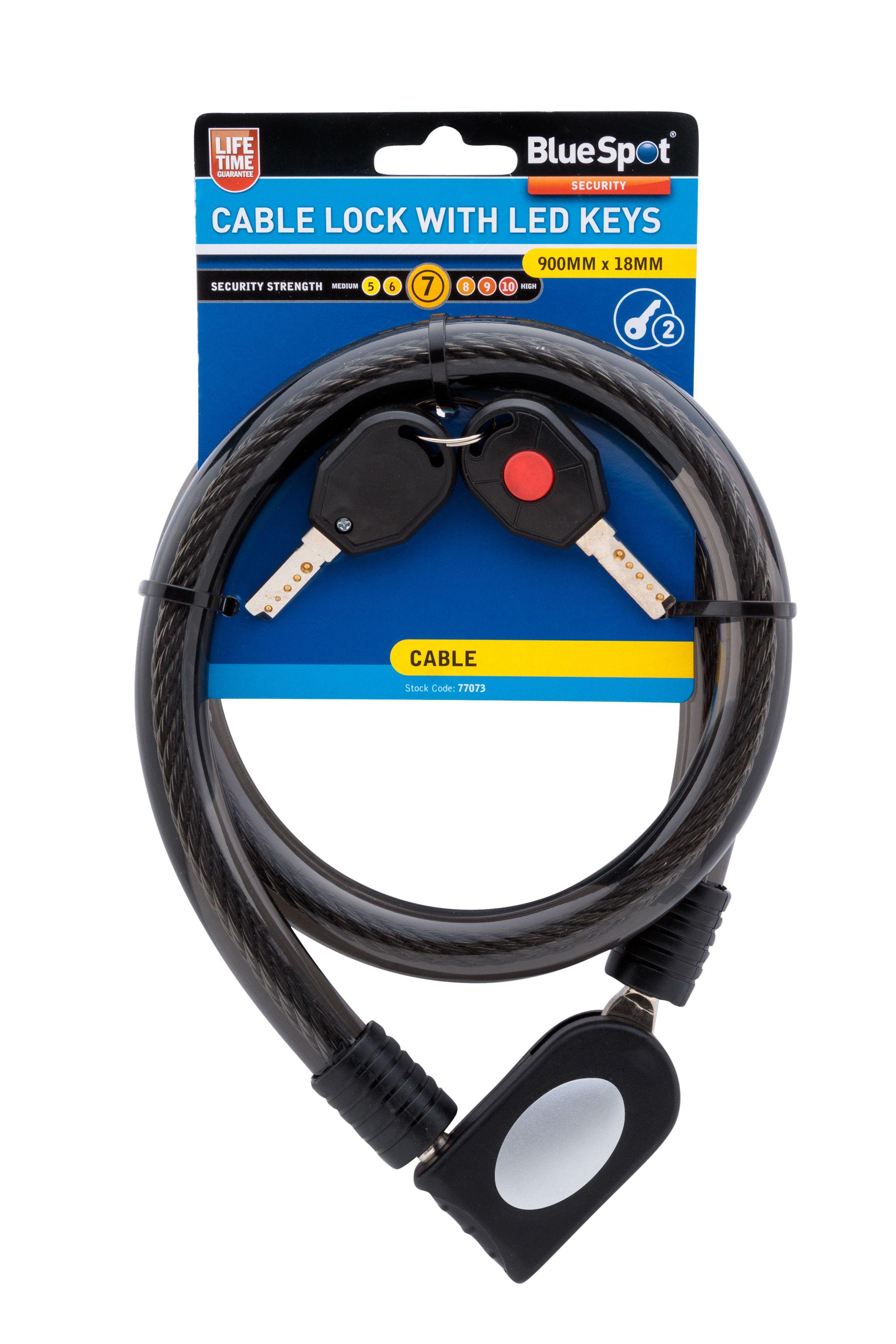 Blue Spot Tools 900mm x 18mm Cable Lock with LED Keys