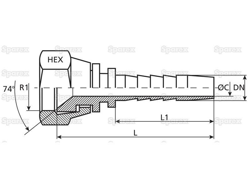 Dicsa JIC 37° Hose Insert 5/16'' x 3/4'' Female Thread Straight Swivel