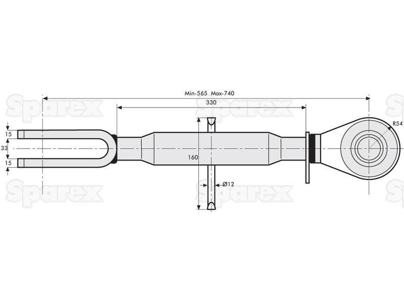 Levelling Box Assembly Min/Max Length 565mm/740mm Thread M40 x 3 | for Case/IH