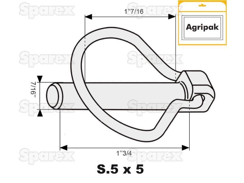 Pear Linch Pin, Pin Ø10.5mm x 44.5mm (5 pcs. Agripak)