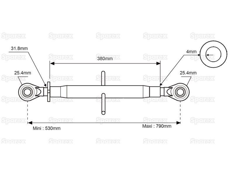 Top Link Heavy Duty (Cat.2/2) Ball and Ball, Min. Length: 530mm.