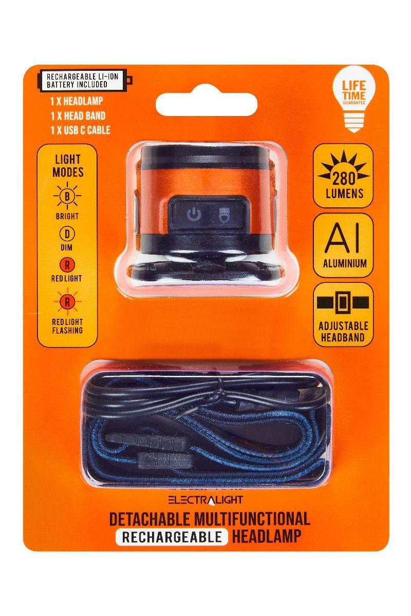 Electralight Detachable Multifunctional Rechargeable Headlamp