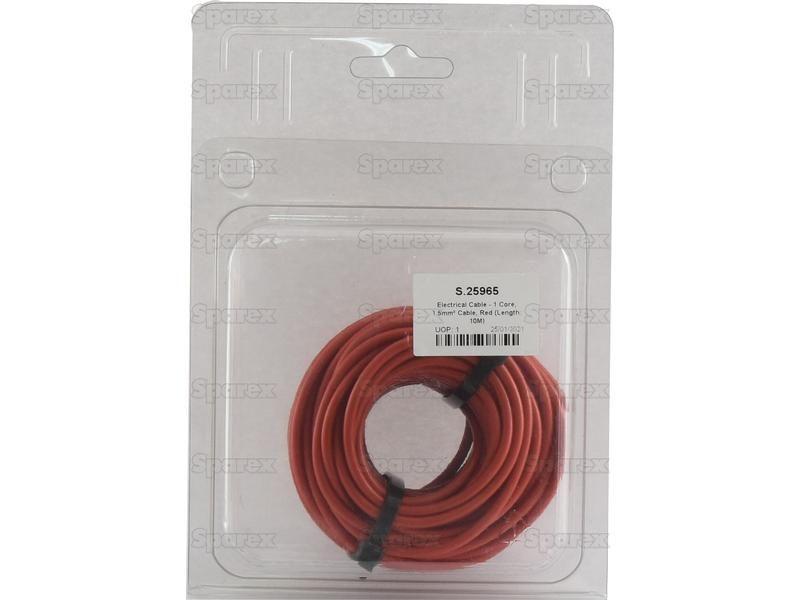 Electrical Cable - 1 Core, 1.5mm°² Cable, Red (Length: 10M), (Agripak)