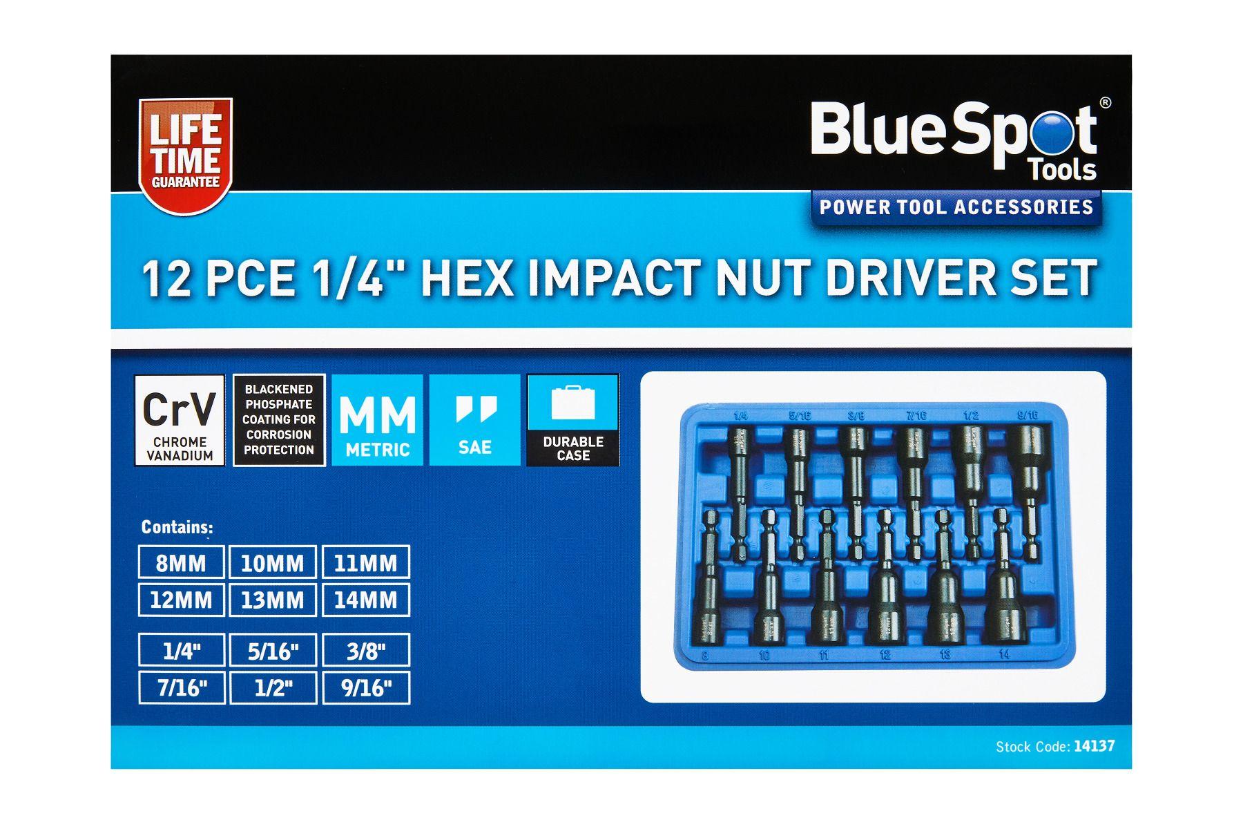 Blue Spot Tools 12 PCE 1/4" Hex Impact Nut Driver Set