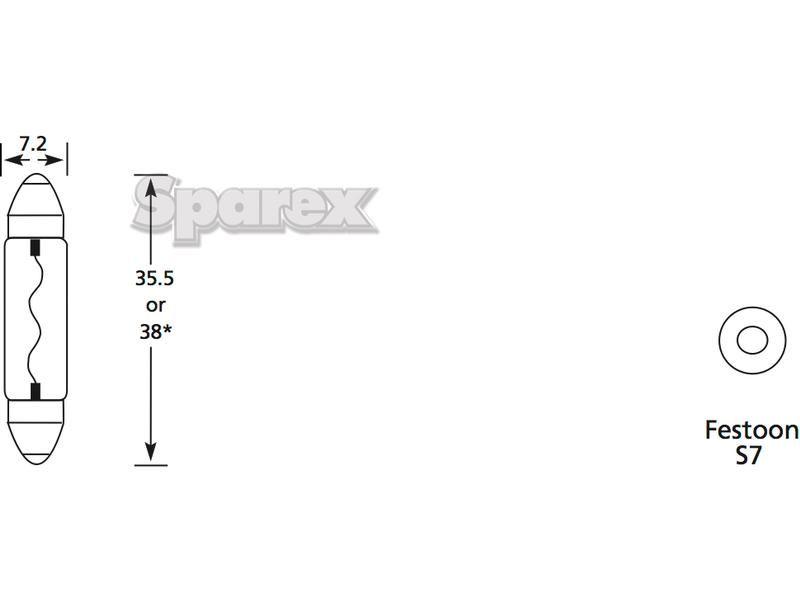 Halogen Side | Indicator Bulb, 12V, 3W, SV7-8 Base John Deere, Lucas