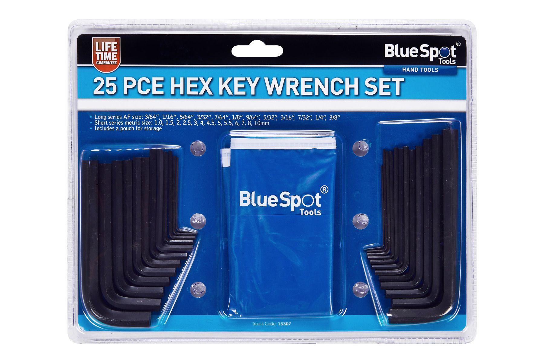 Blue Spot Tools 25 PCE Metric and Imperial Hex Key Wrench Set With Pouch