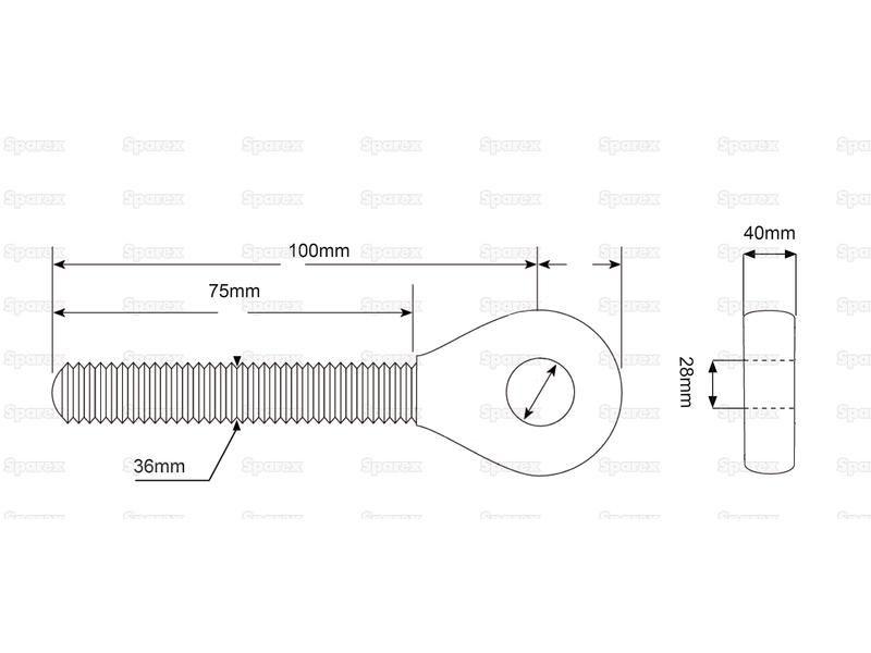 Top Link Threaded Eye Thread size:M36x3 RH