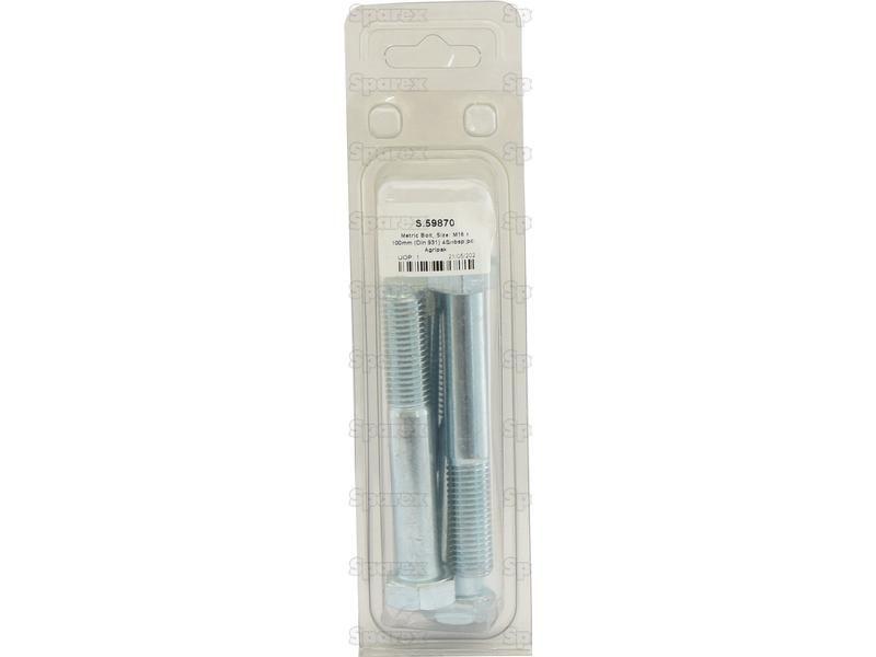 Metric Bolt, Size: M16 x 100mm (Din 931) 4 pcs. Agripak