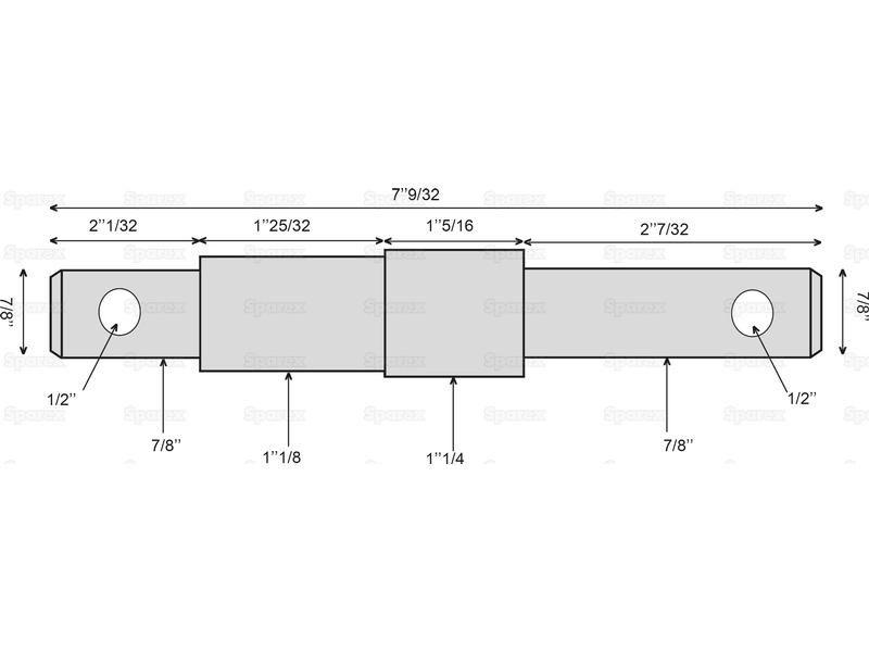 Lower link implement pin dual 22-28-32x185mm, Thread size xmm Thread size 1/2 for David Brown 880 (800 Series)