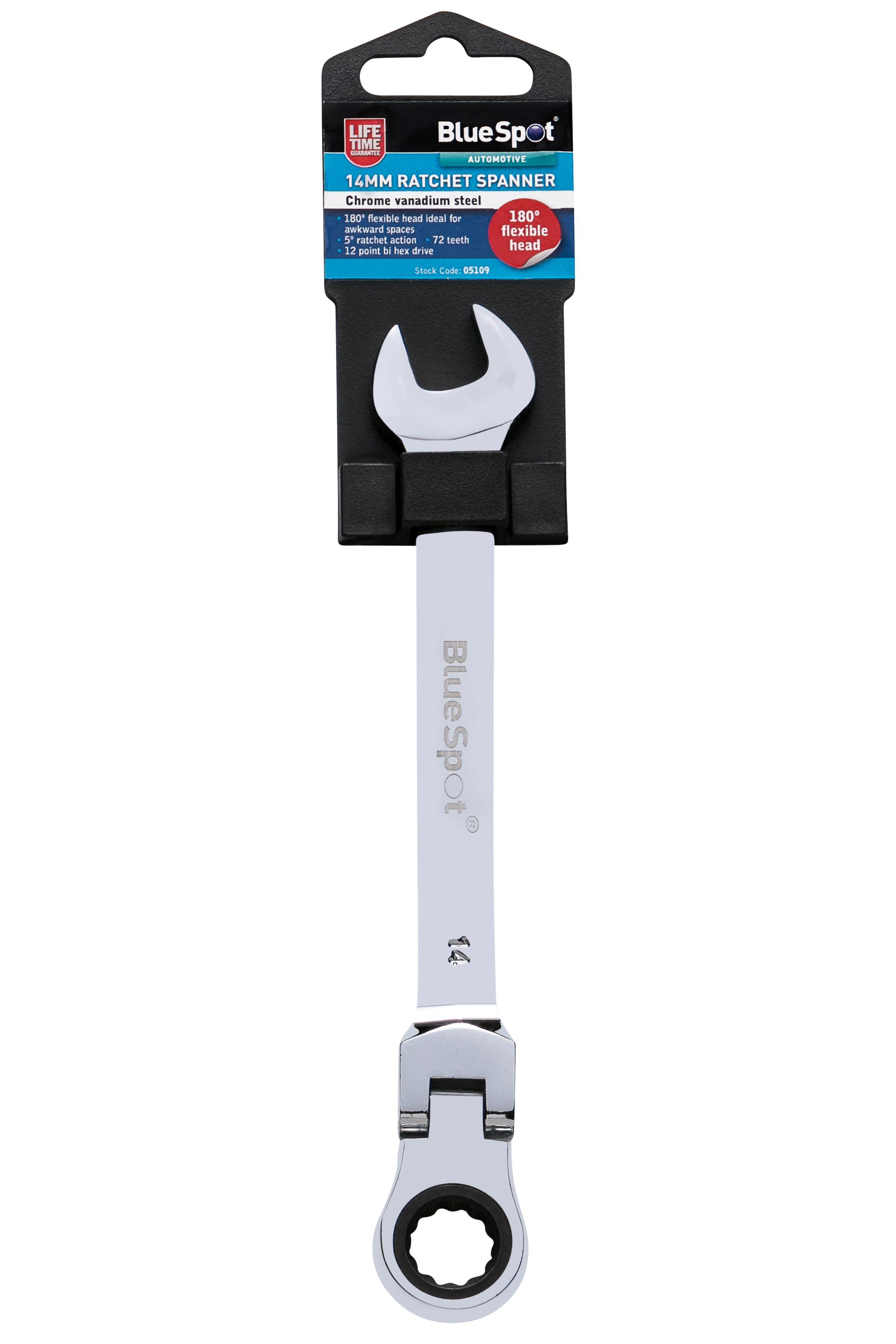 Blue Spot Tools 14mm Ratchet Spanner Flexible Head (180°)