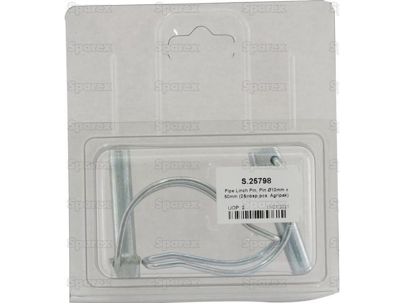 Pipe Linch Pin, Pin Ø10mm x 50mm (2 pcs. Agripak)