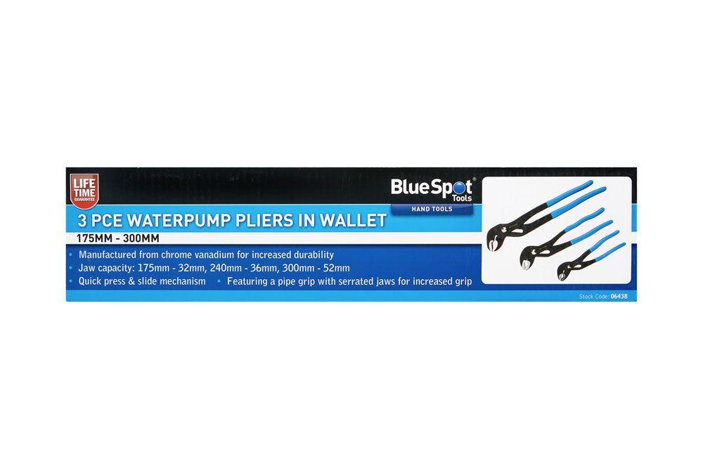 Blue Spot Tools 3 PCE Waterpump Pliers In Wallet (175mm - 300mm)