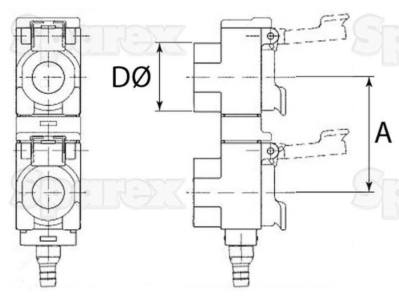 Oil Collection System Double unit 55mm spacing, with Yellow and Red Clips (Agripak) Faster S.p.A (TARV255GR)
