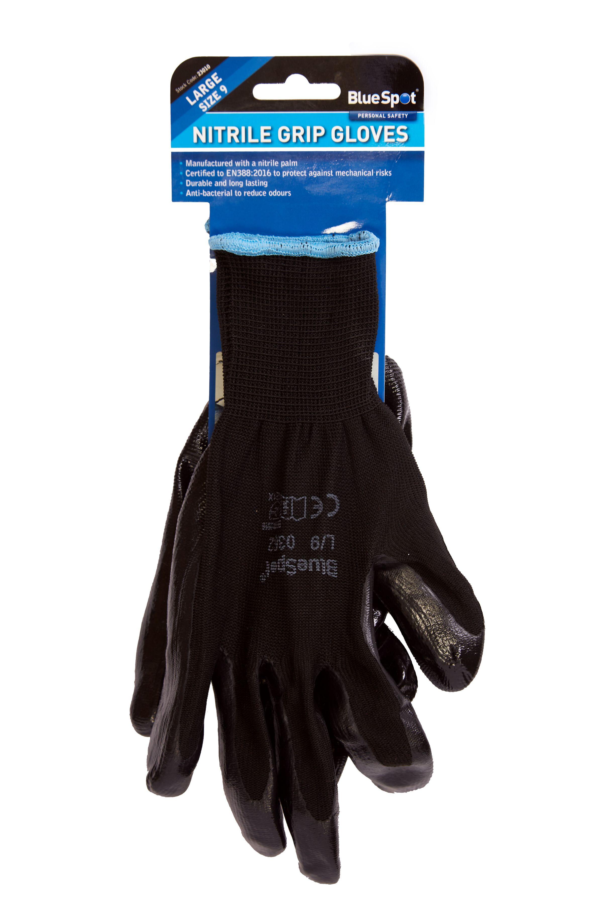 Blue Spot Tools Nitrile Grip Gloves (Large)
