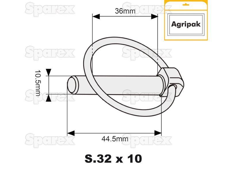 Round Linch Pin, Pin Ø10.5mm x 44.5mm (10 pcs. Agripak)