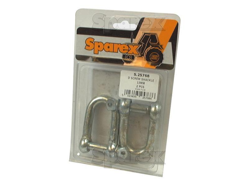 Screw Type D Shackle, Pin Ø13mm x 24mm Jaw Width (2 pcs. Agripak)