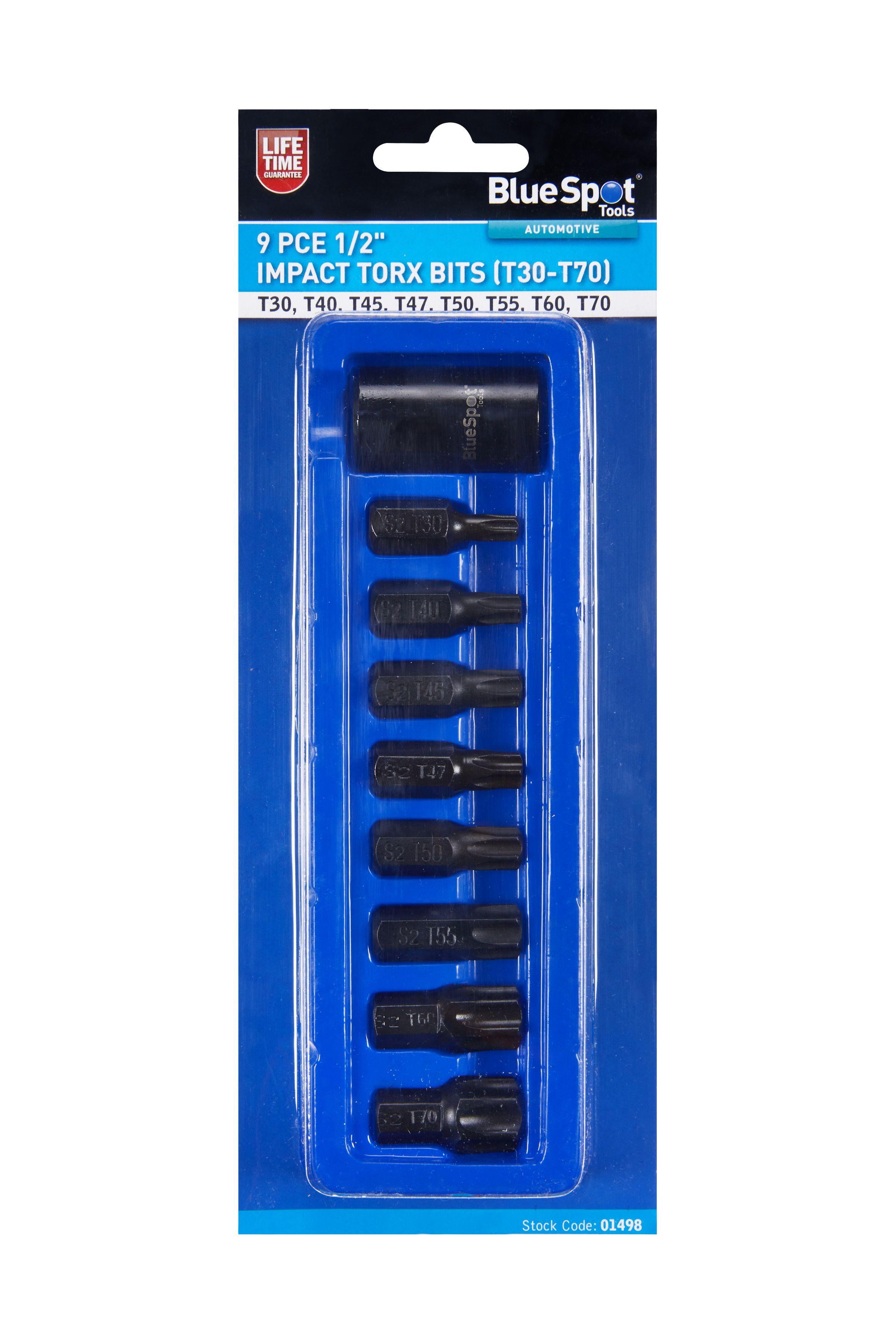 Blue Spot Tools 9 PCE 1/2" Impact Torx Bits (T30-T70)