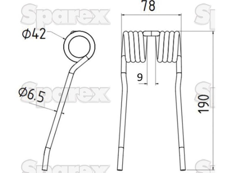 Haytine- Pick-Up - -  Length:190mm, Width:78mm, Ø6.5mm - Replacement for Claas for Claas