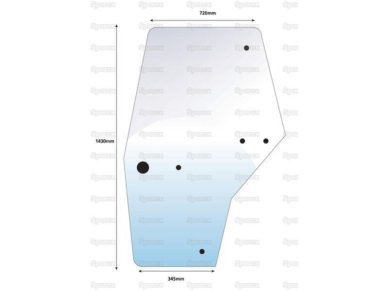 Door Glass LH for Case IH