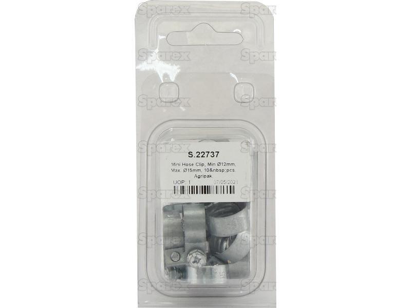 Mini Hose Clip, Min Ø12mm, Max. Ø15mm, 10 pcs. Agripak.