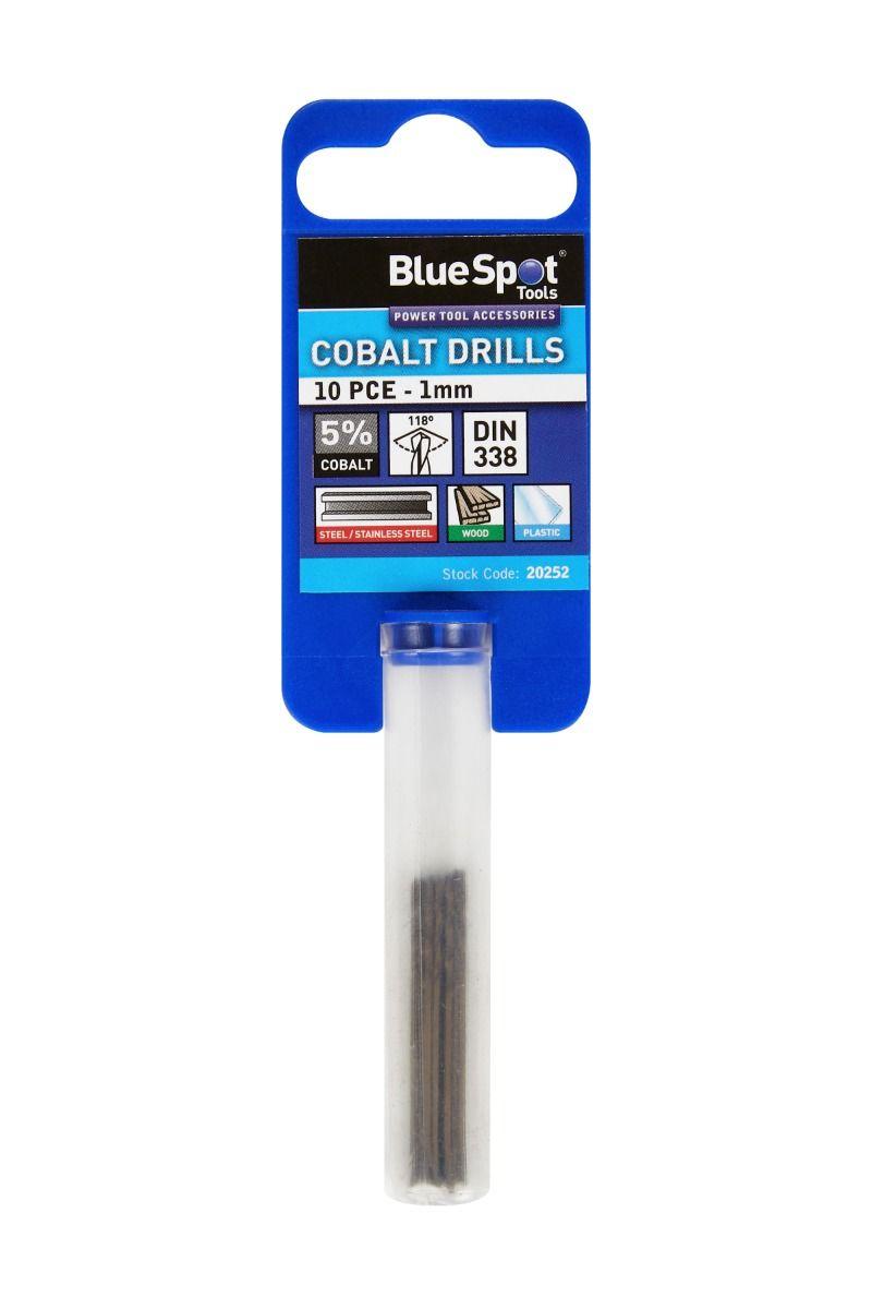 Blue Spot Tools 10 PCE Cobalt Fully Ground 1mm Drills