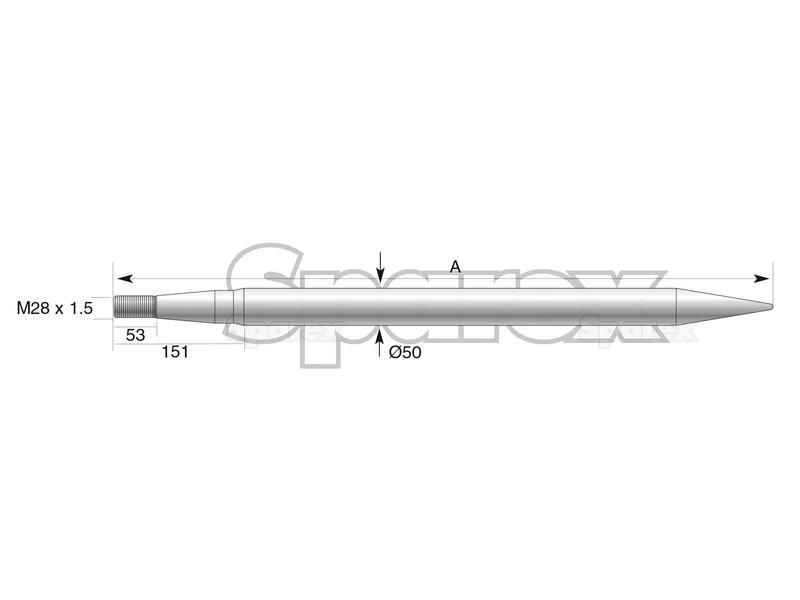 Straight Loader Tine | 880mm for Redrock (109081)